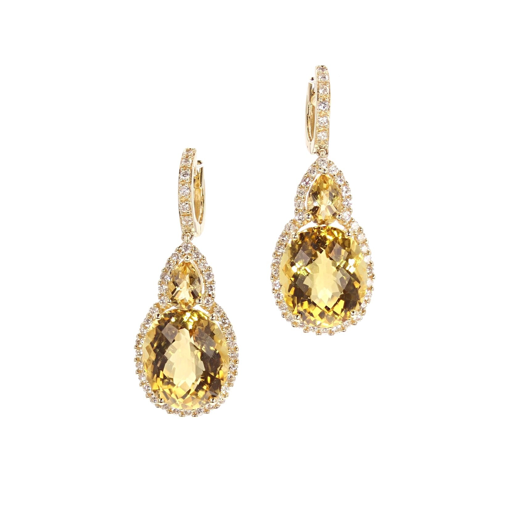 Citrine (10 carats) and Diamond (0.80 ctw.) 14K Gold drop earrings. $2995