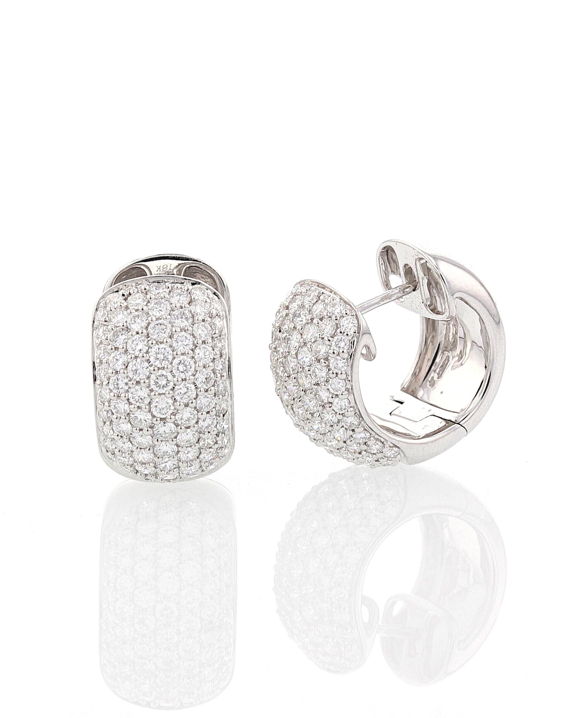 18K white gold Diamond Pavé (1.67 ctw.) wide Huggie earrings. $4675
