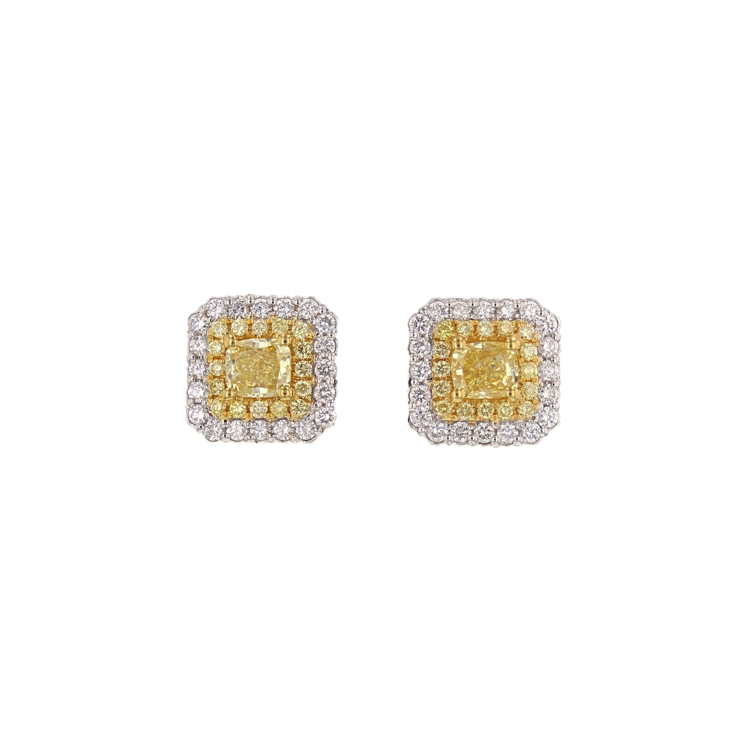 18K  Fancy Yellow &amp; White Diamonds (over  2 ctw.). $13,7000